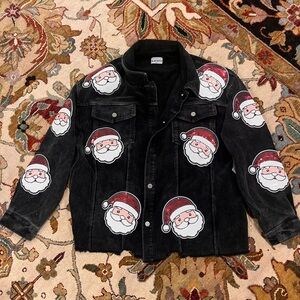 Sequin Santa cropped corduroy shacket